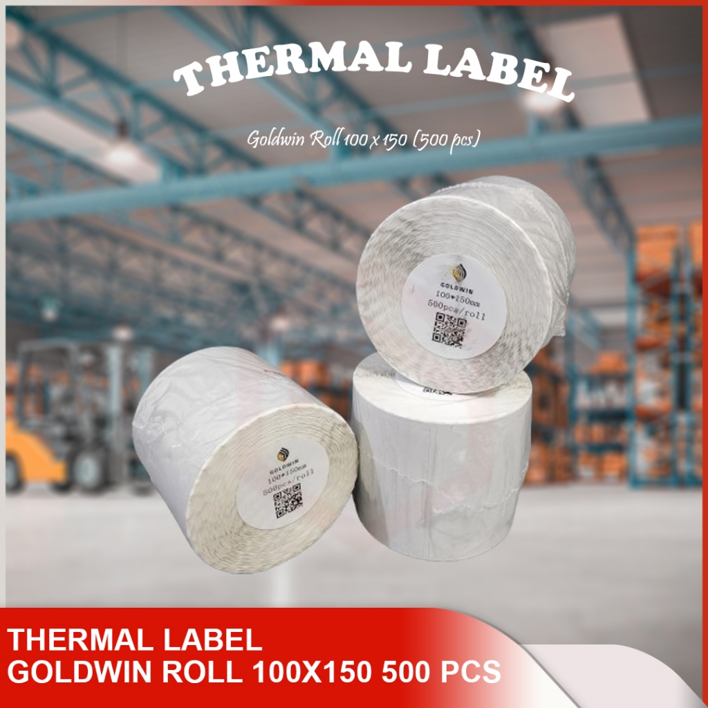 Goldwin ROLL 100x150 Thermal Label ฉลากบาร์โค้ด 100x150MM Goldwin / สติ๊กเกอร์ใบเสร็จความร้อน CONTEN