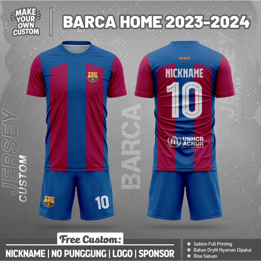 B0LA BARCA HOME 2023-2024 SHORT FOOTBALL JERSEY ฟรีชื่อออกแบบที่กําหนดเองและหมายเลขด้านหลัง