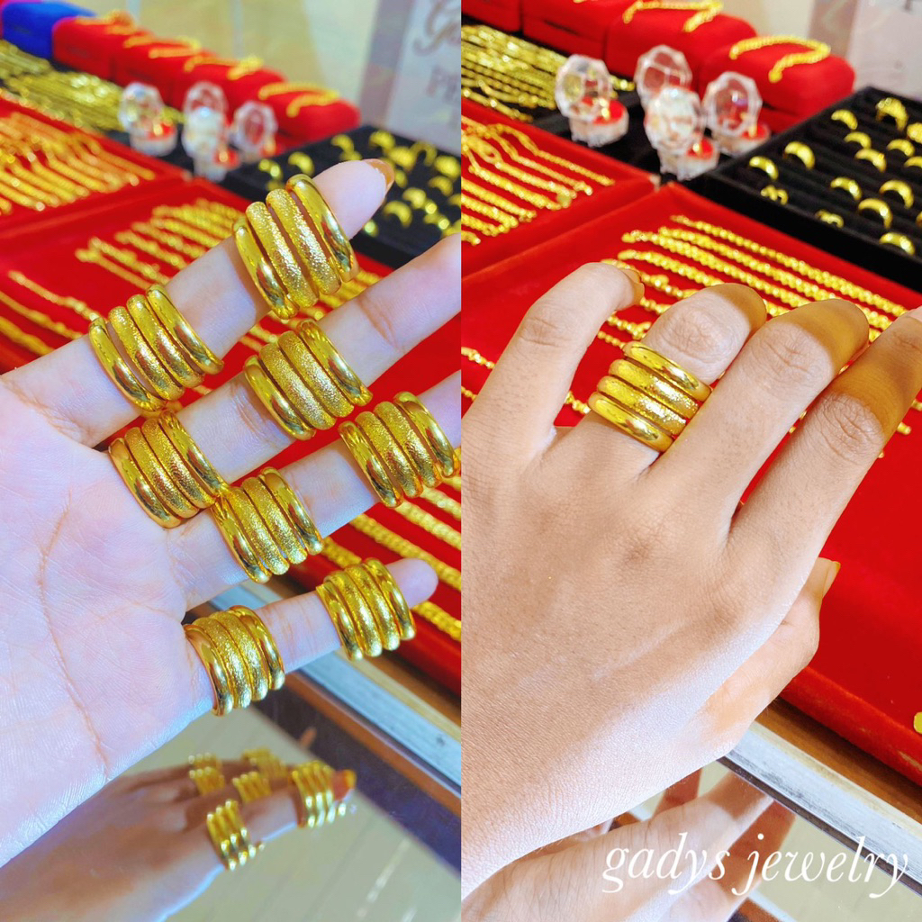 Replica 24krt แหวนห่อทรายชุบทอง Crum Light Gold 8 กรัมแหวนผู้หญิงจําลองทองพรีเมี่ยม