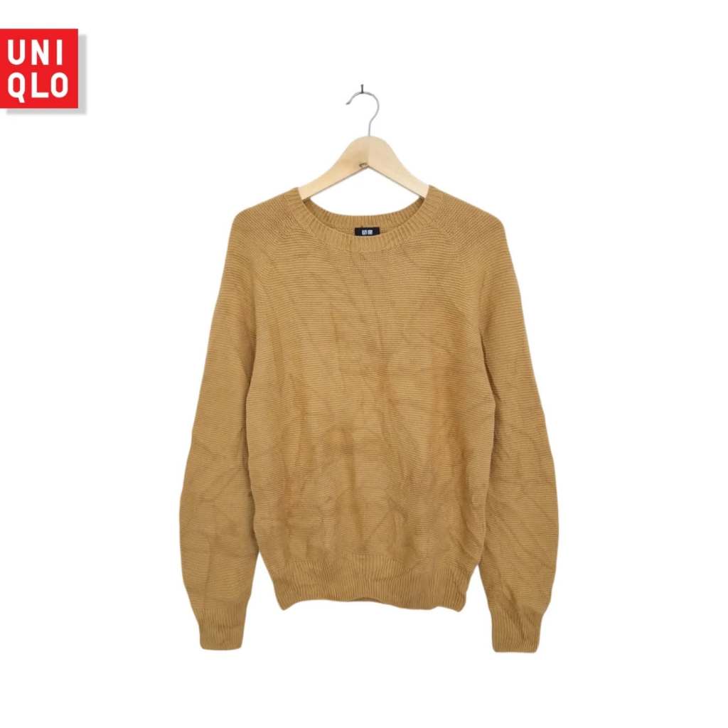 เสื้อสเวตเตอร์ไหมพรม O-Neck Uniqlo Mustard Unisex (CODE: B89-02)