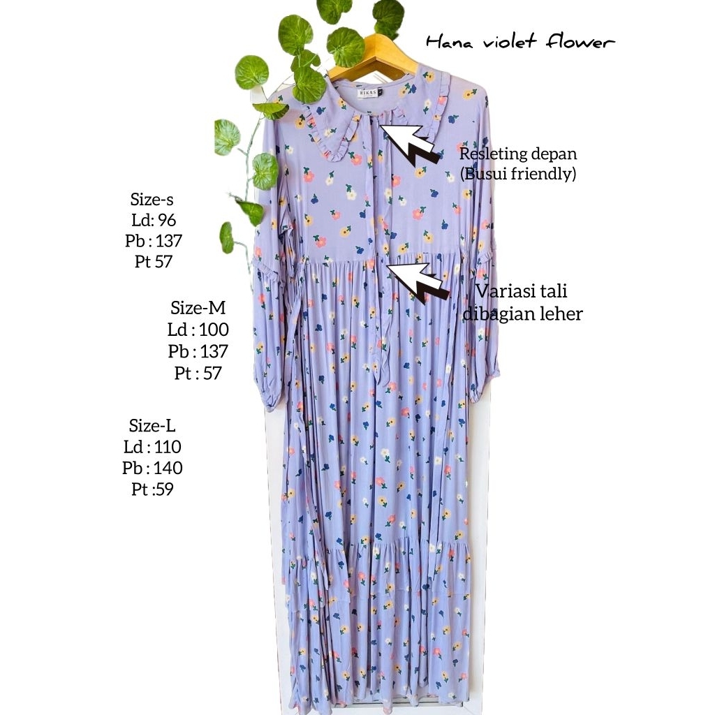 [RIKAS] Hana Dress Violet Flower Premium