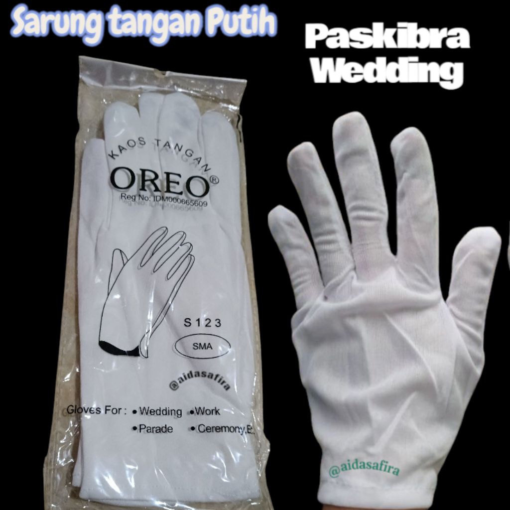(1 PAIR) PASKIBRA GLOVES/WHITE GLOVES/WEDDING GLOVES/PASKIB GLOVES/WHITE GLOVES OREO BRAND