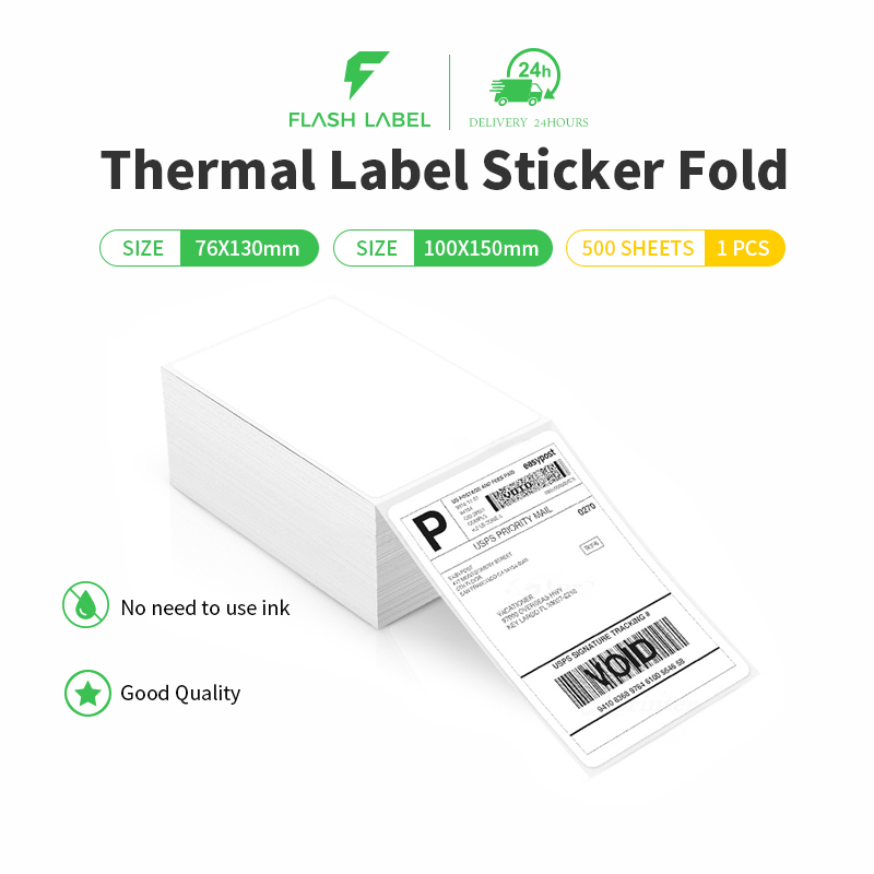 BARCODE LABEL 100X150/76+3130mm DIRECT THERMALT STICKER PAPER A6 A7 เนื้อหา 500 ชิ้น