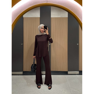 DVI CHOT  -  OBELIA SET Setelan Wanita BAHAN KAOS RAYON baju dan celana Oneset Lengan Panjang Pants Baju Set Celana Highwaist Atasan