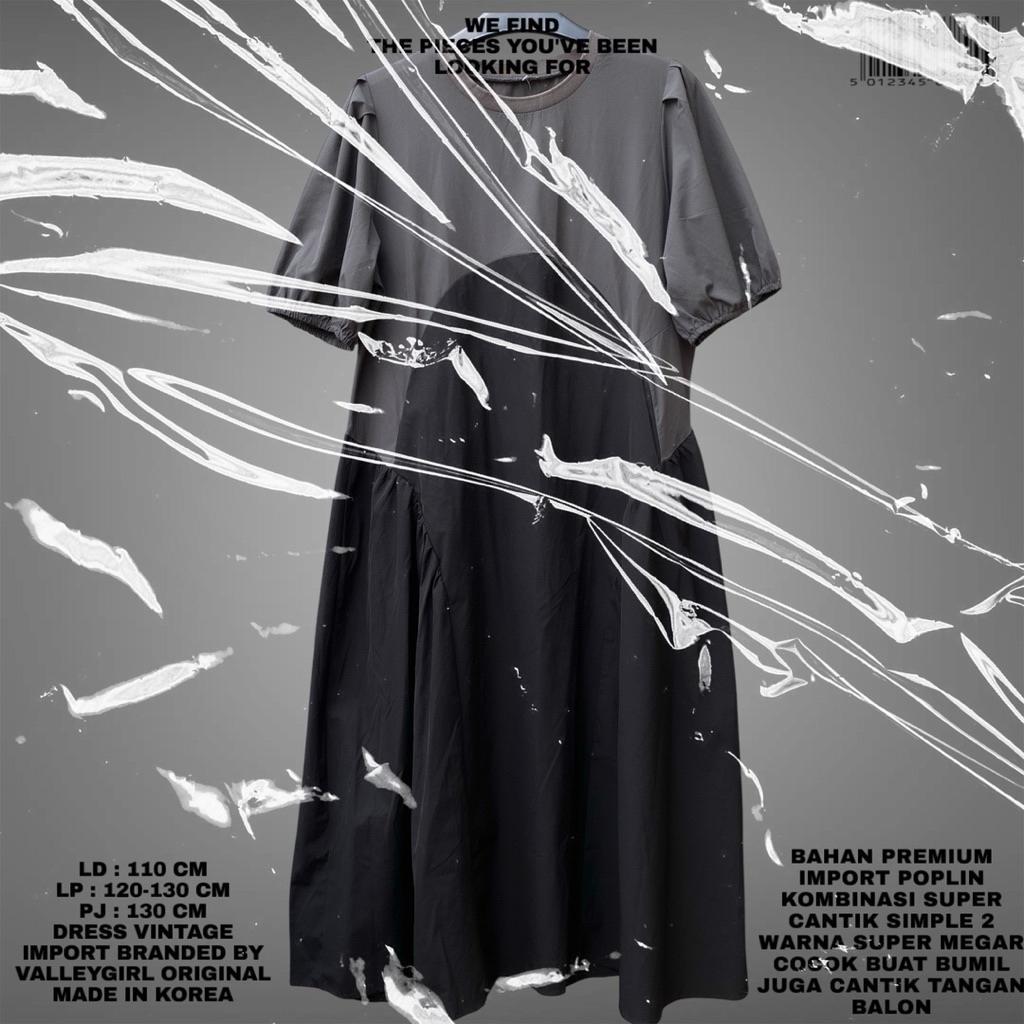 ORIGINAL VALLEYGIRL/KOREAN DRESS/PREMIUM IMPORTED DRESS/DRESS COMBINATION OF 2 สี/GREY DRESS/MEGAR D