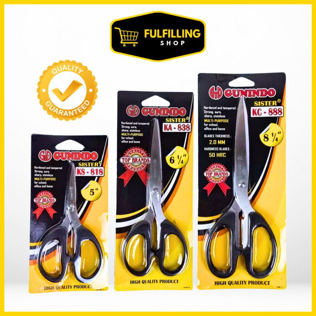 SCISSORS SISTER Gunindo Stainless Sharp KS-818 KA-838 KC-888 | สแตนเลสอเนกประสงค์ขนาดเล็ก/กลาง/ขนาดใ