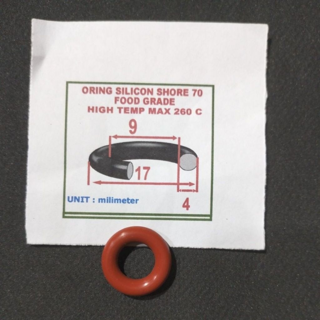 Oring silicon 4 x 9 x 17 mm hore 70 max temp 260 เกรดอาหาร