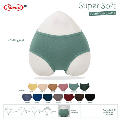 (6pc) ซีดี Sorex 1239 | Sorex Womens Midi Basic Super Soft Briefs - Kshop
