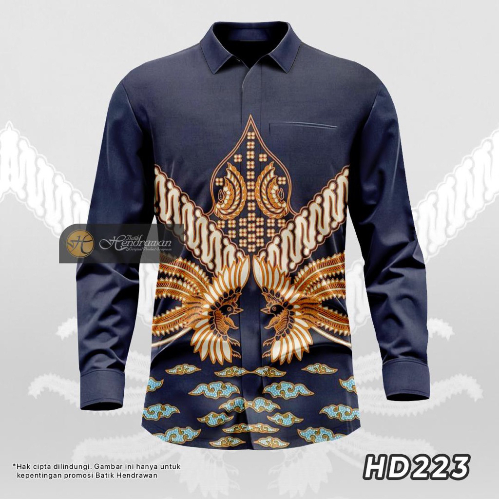 KEMEJA KATUN Batik Hendrawan Modern Solo เสื้อเชิ้ตบาติกผู้ชายแขนยาวเรียงรายผ้าฝ้ายพรีเมี่ยมวัสดุ HD
