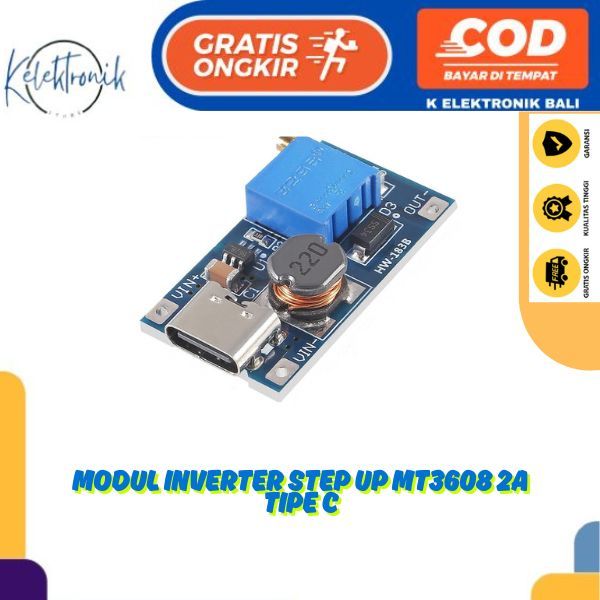 STEP UP MT3608 2A USB TYPE C INVERTER STEP UP MT3608 2A TYPE C / STEP UP MT3608 2A USB TYPE C