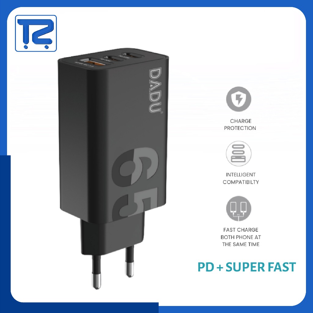 3 พอร์ต USB + Type-C PD 65W 20W Super Fast Adapter DICE Adapter Head + DC-333-A Travel Cable