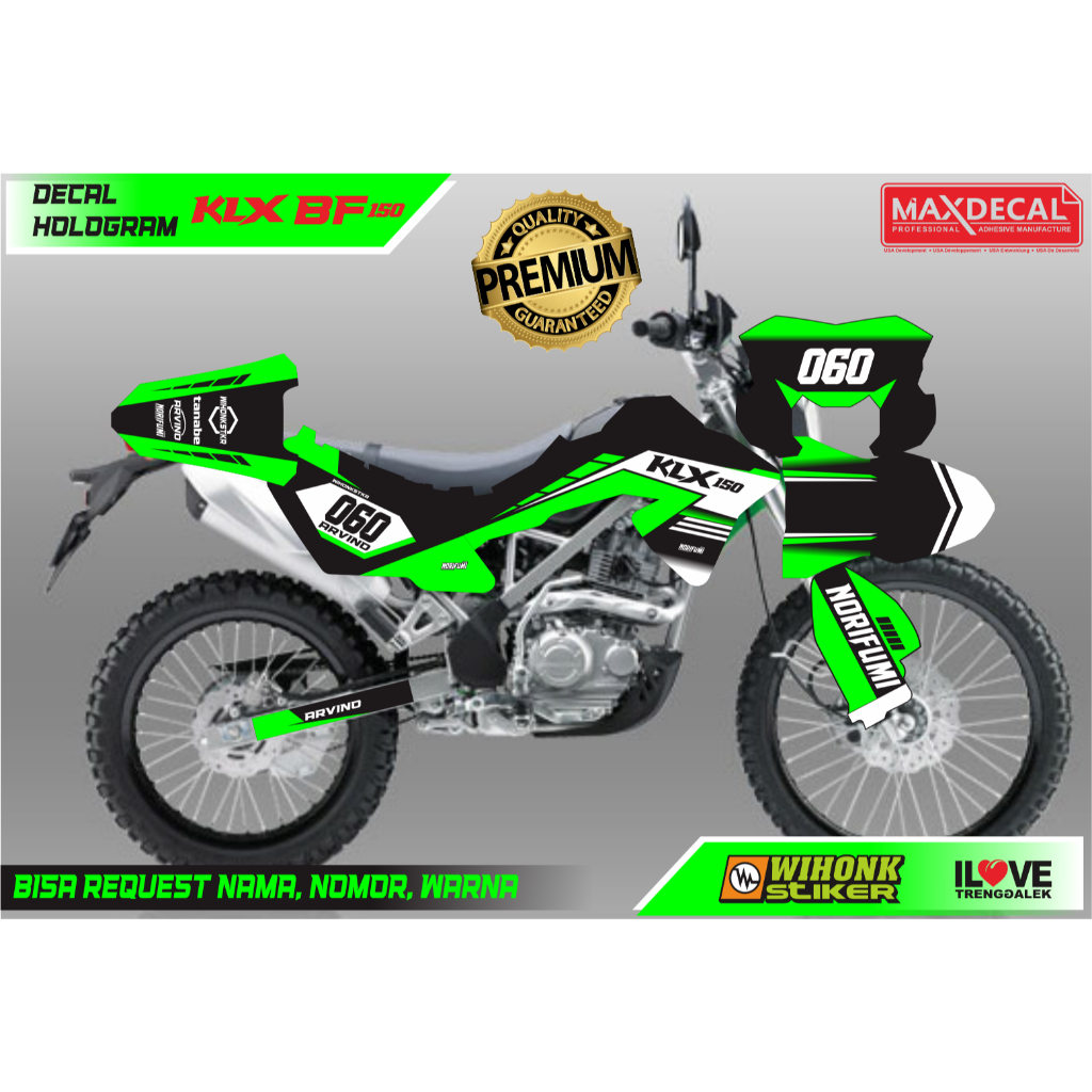 KLX BF 150 HOLOGRAM PREMIUM QUALITY ARVINO สติ๊กเกอร์ DECAL