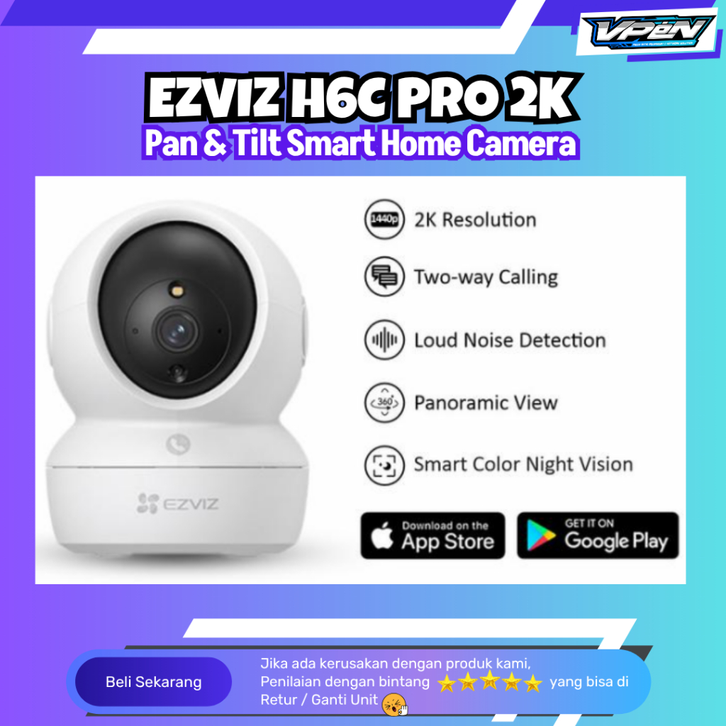 EZVIZ H6C Pro 2K 3MP Pan & Tilt กล้องบ้านอัจฉริยะ