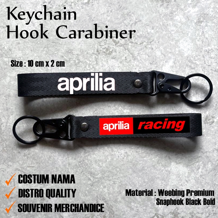 GANTUNGAN APRILIA KEY - APRILIA CARBINER - พวงกุญแจ APRILIA CANTOLAN HOOK พวงกุญแจสีดํา