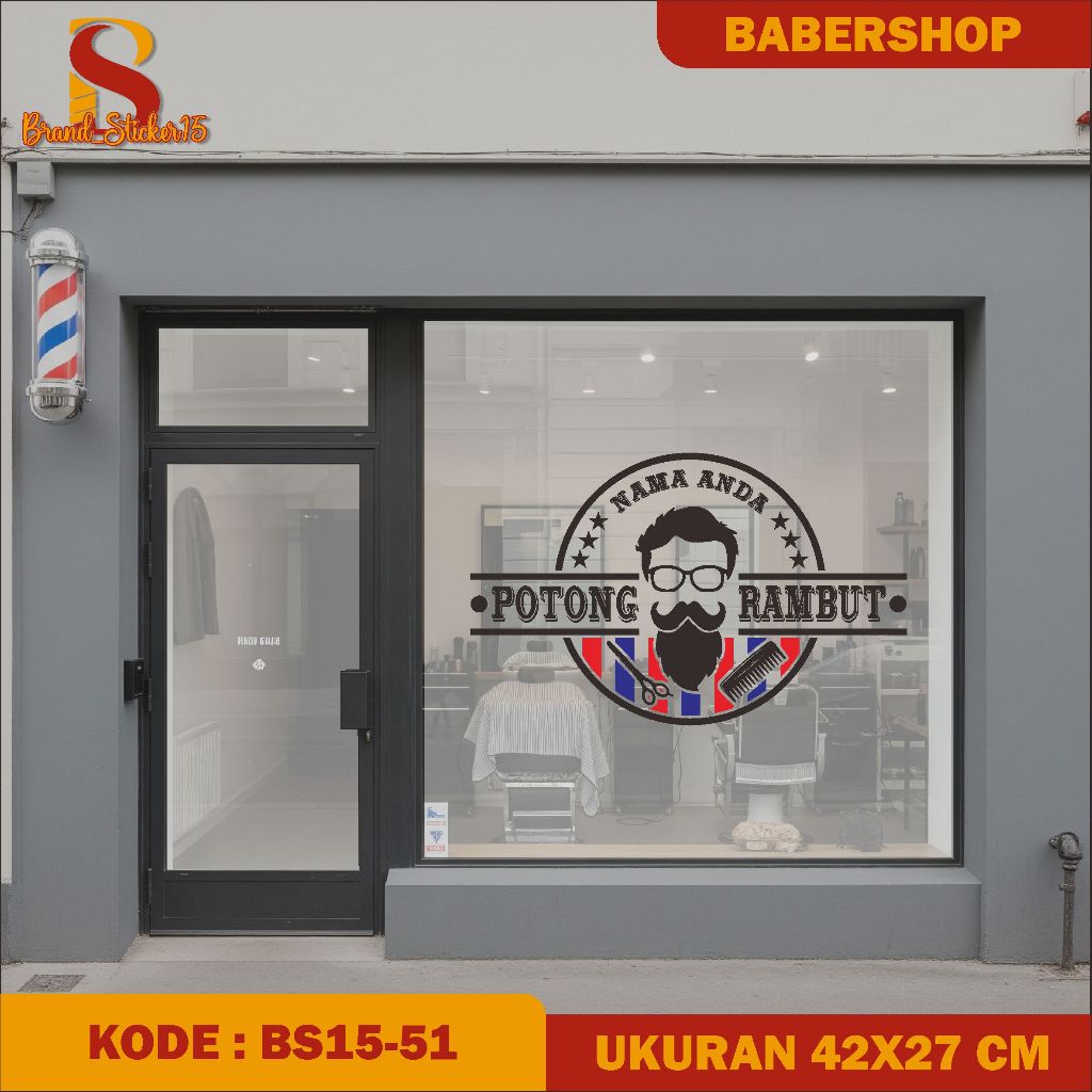 BARBER SHOP CUTTING STICKERS สติ๊กเกอร์ติดกระจกตัดผม ((MK))