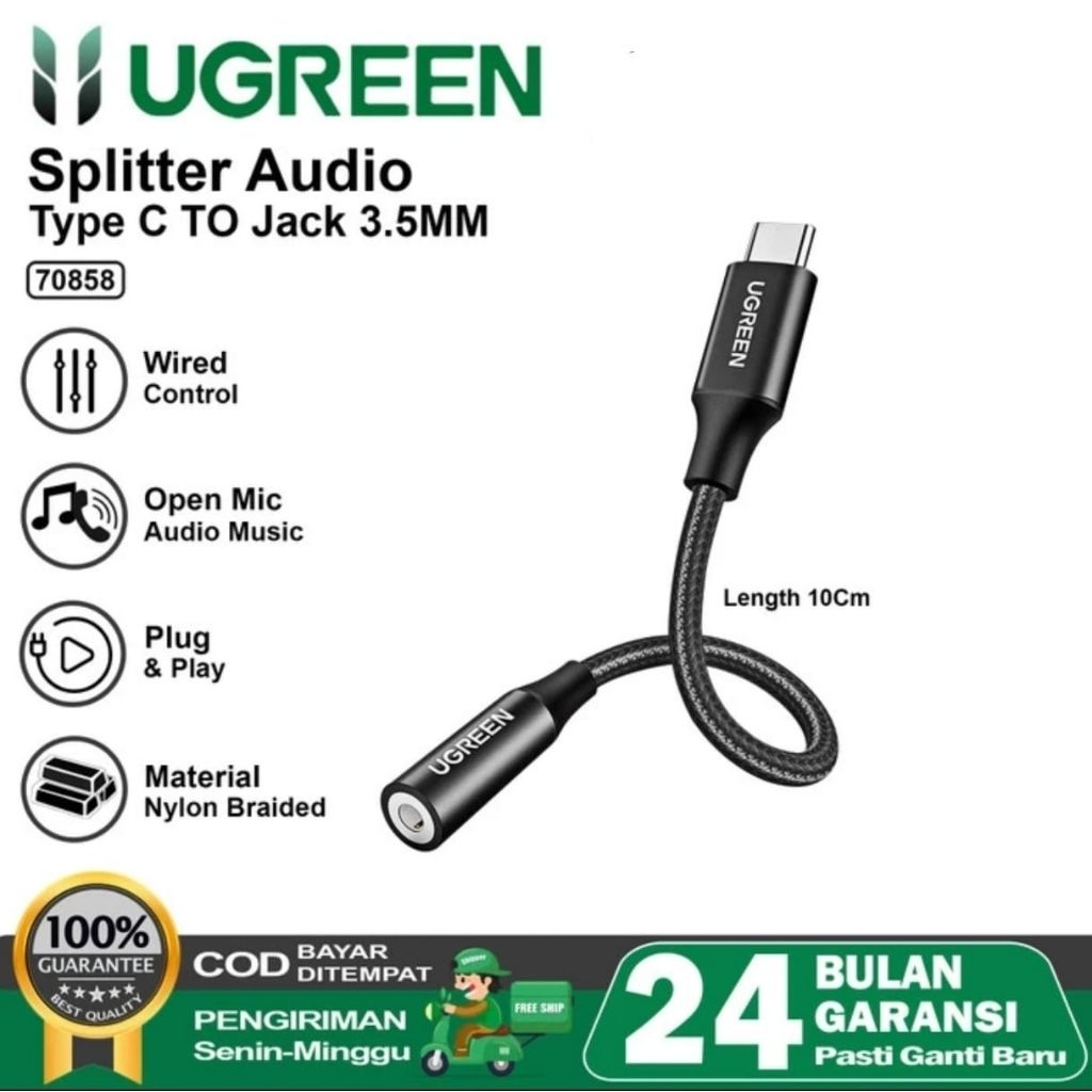 Ugreen Usb C ถึง 3.5 มม.แจ็ค Adaptor Hifi Stereo Jack Audio NON DAC - READ DESCRIPTION