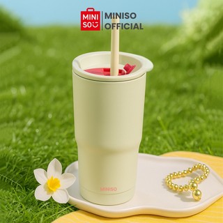 MINISO Tumbler Dopamine Series Botol Minum Stainless 600mL Dilengkapi Sedotan Tahan Panas Dingin Bahan Aman BPA Free