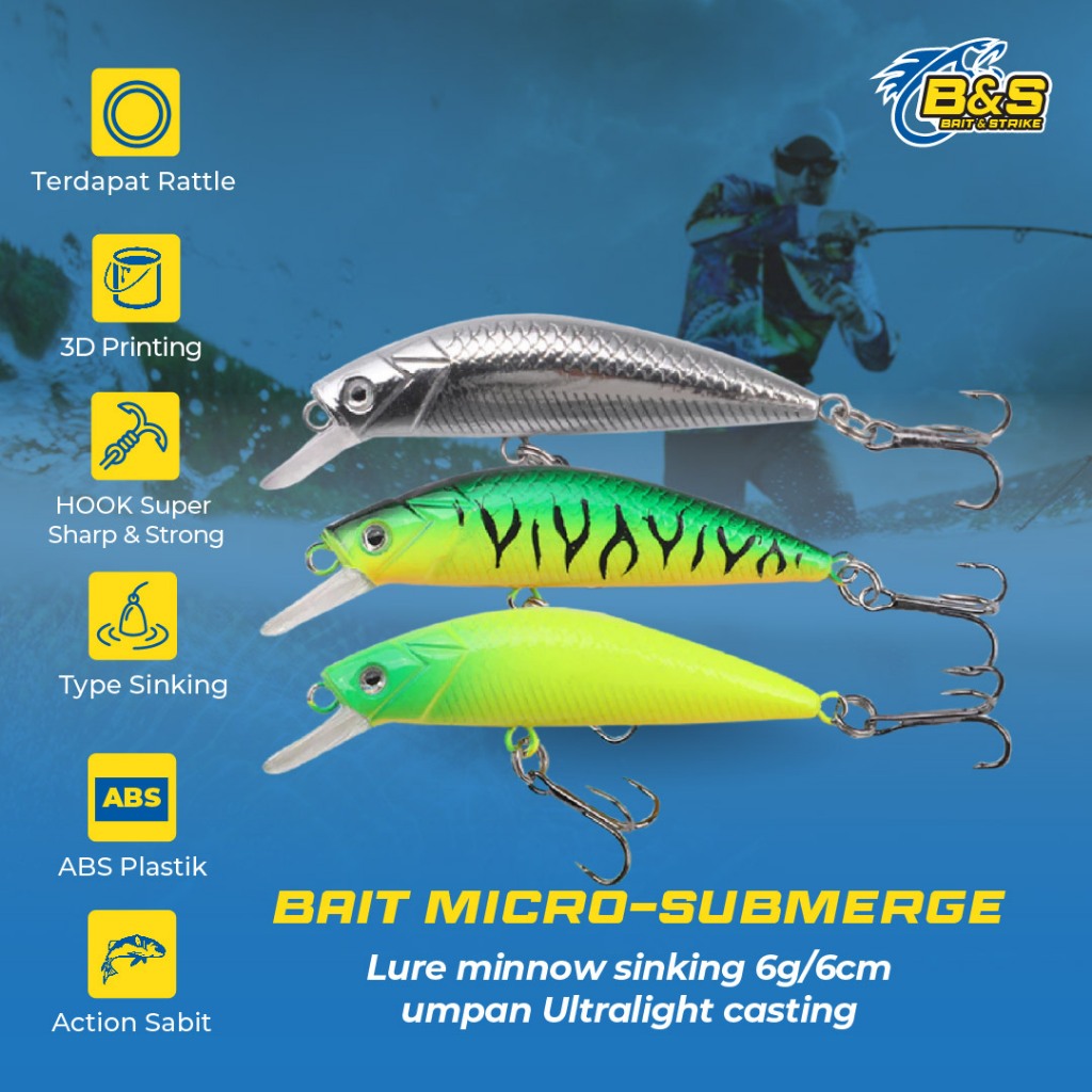 Minnow เหยื่อตกปลาจม 6g/6cm เหยื่อหล่อเบา MN208