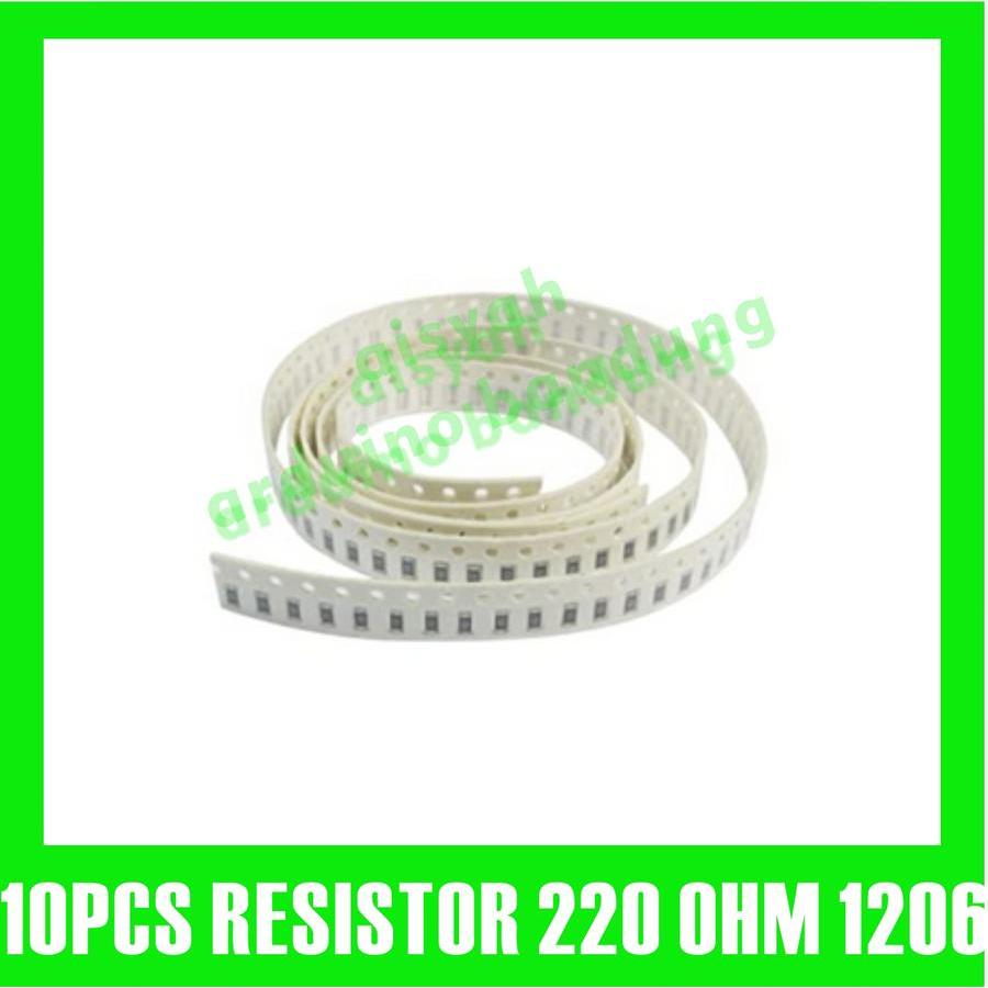 10 ชิ้นตัวต้านทาน 220 โอห์ม 1206 smd ชิป 220R โอห์มความอดทน 1% 1/4 วัตต์