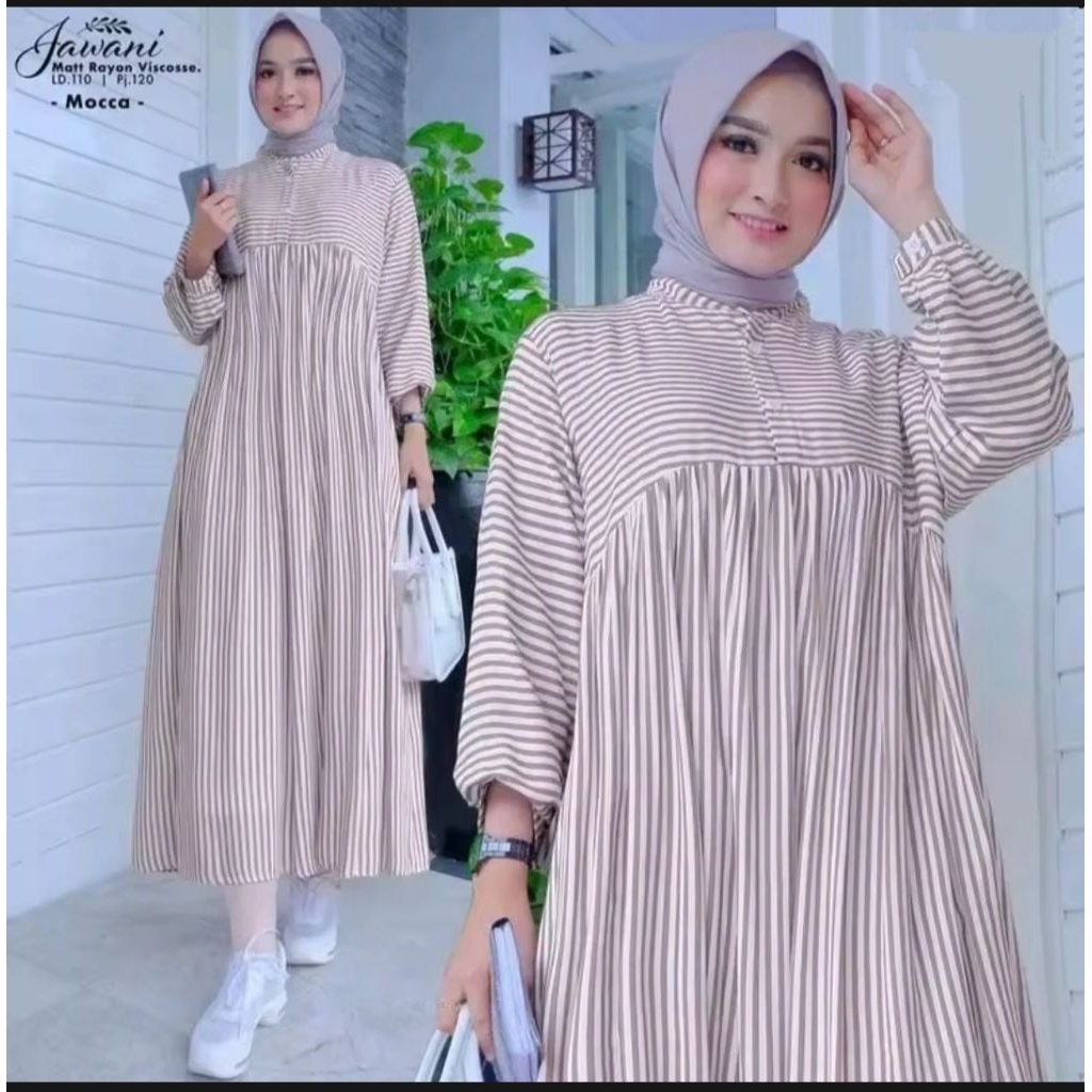 JAWANA MIDI DRESS SALUR LINE พรีเมี่ยมนําเข้า MIDI ชุด GAMIS สําหรับ MUSLIM ผู้หญิง SYARI VISCOSE SA
