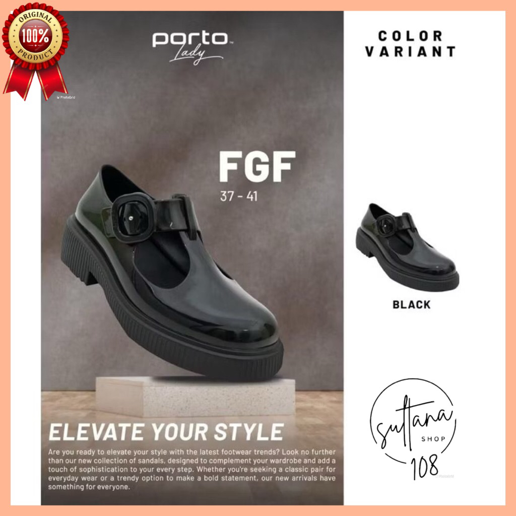 Porto FGF รองเท้าโลฟเฟอร์เจลลี่เคลือบเงาพร้อมสายรัดหัวเข็มขัด