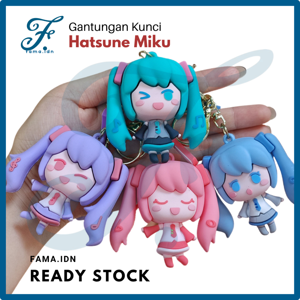 GANTUNGAN พวงกุญแจ 3D น่ารัก Hatsune Miku Chibi พวงกุญแจ Vocaloid