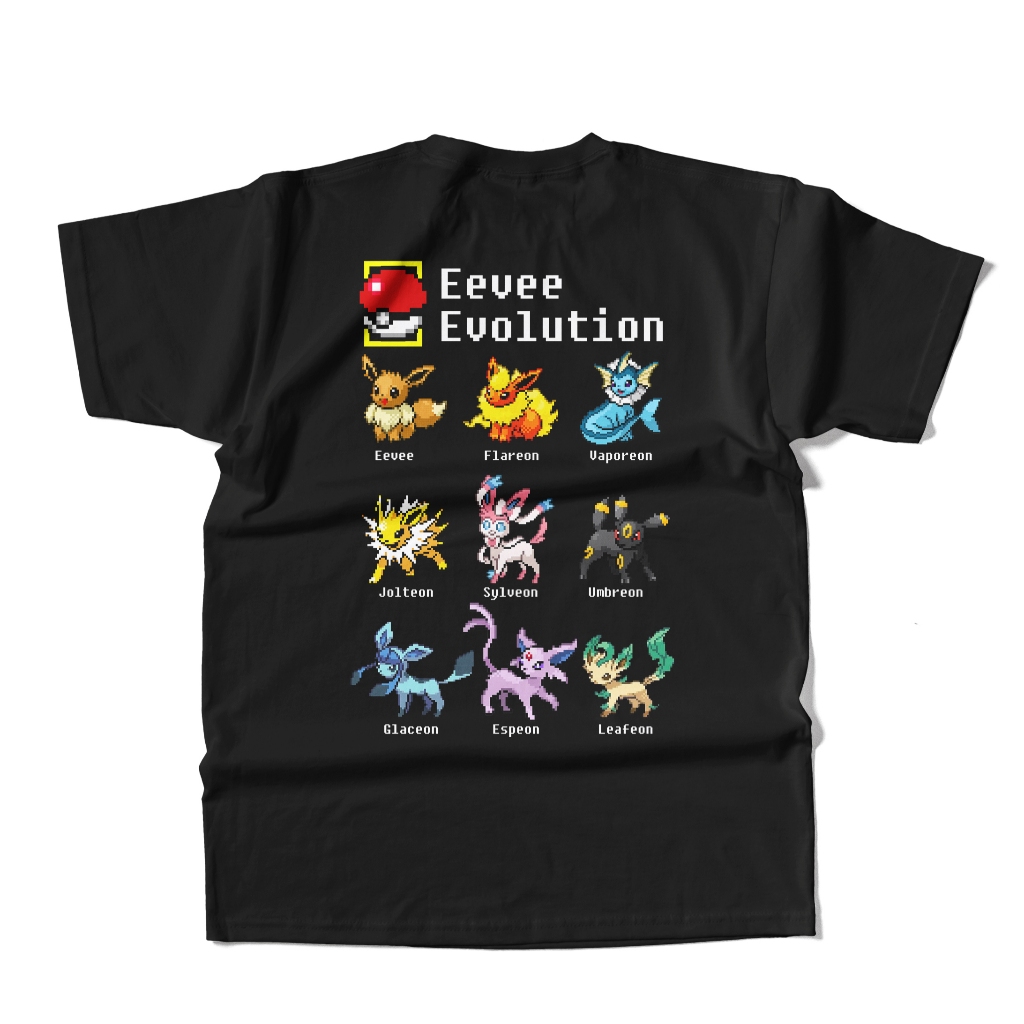 เสื้อยืด Pokemon Eevee Evolution Pixel Art