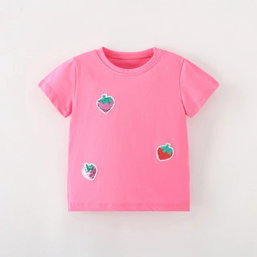 (A00444) เสื้อเชิ้ตผู้หญิง STRAWBERRY SEQUINS 2 YEARS-7 YEARS