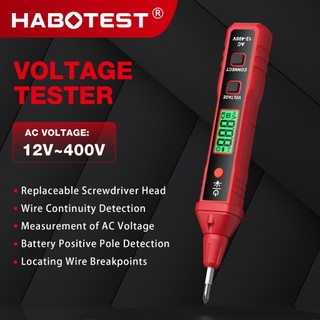 HABOTEST HT91A/HM66 AC Voltage Detector NCV 12~400V Pen Type Voltage Tester For Live/Null Wire With Flashlight LCD Display Breakpoint