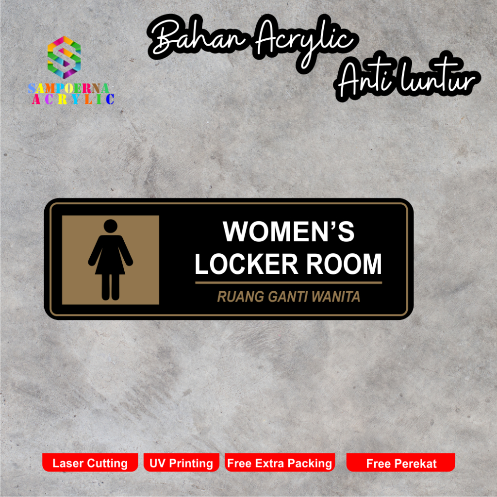 ACRYLIC SIGN Womens Locker Room 30 X 10 MINIMALIST AESTHETIC