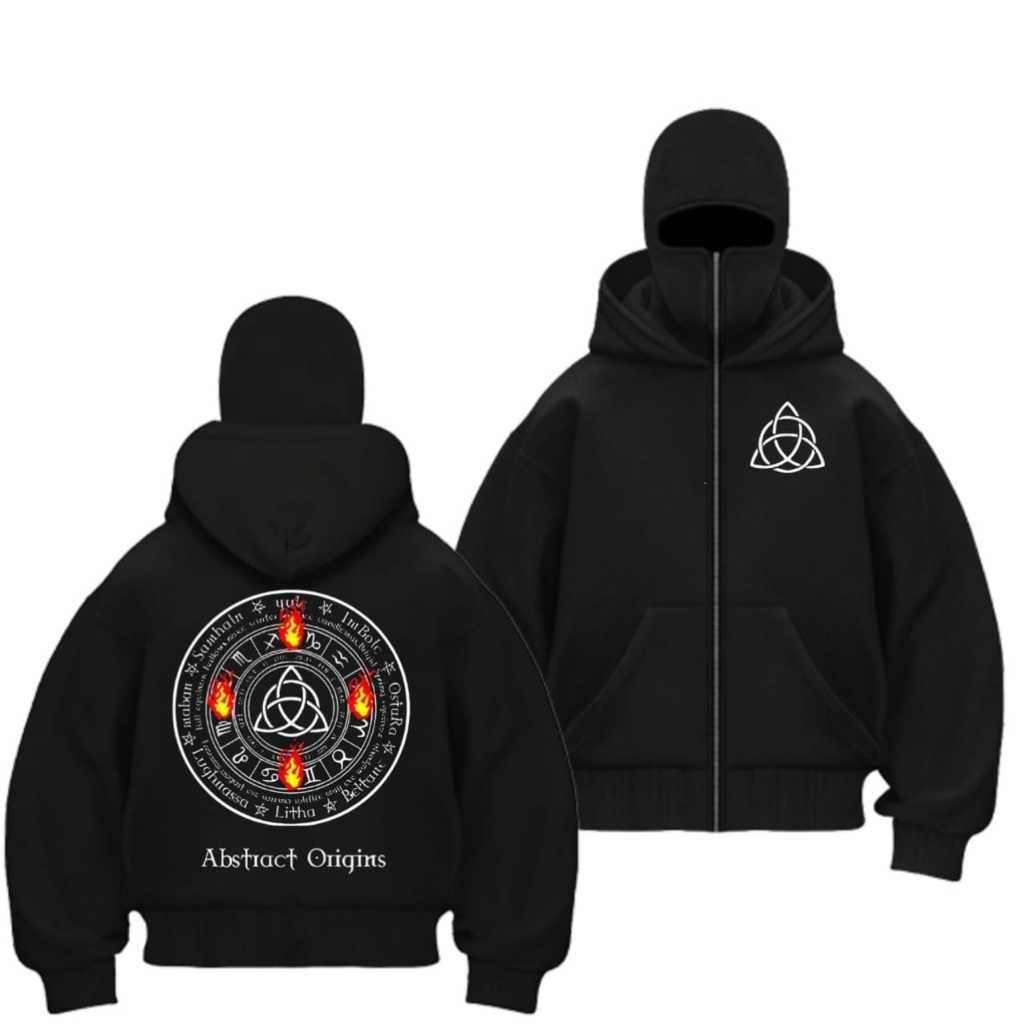 Hoodie Zipper Balaclava Abstiact Origins / Jacket Boxy Abstiact Origins Black Kids - ผู้ใหญ่