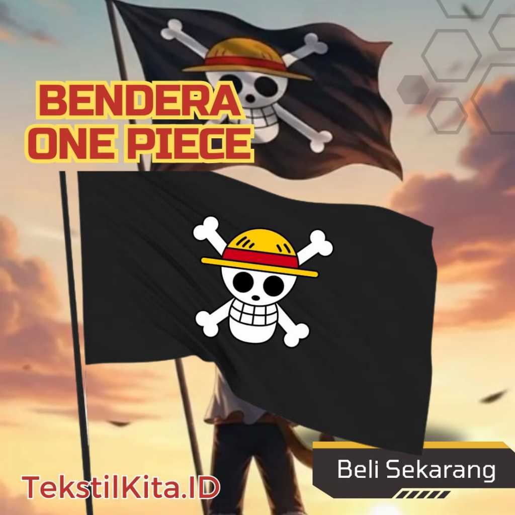 TEXTILEKITA.ID - One Piece Flag One Piece Pirate Logo Flag ตกแต่งห้อง