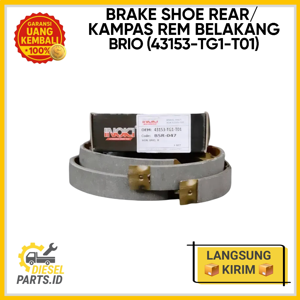 ผ้าเบรคหลัง/หลังเบรคHonda Brio 2013–2022 INOKI BSR-047 – 43153-TG1-T01