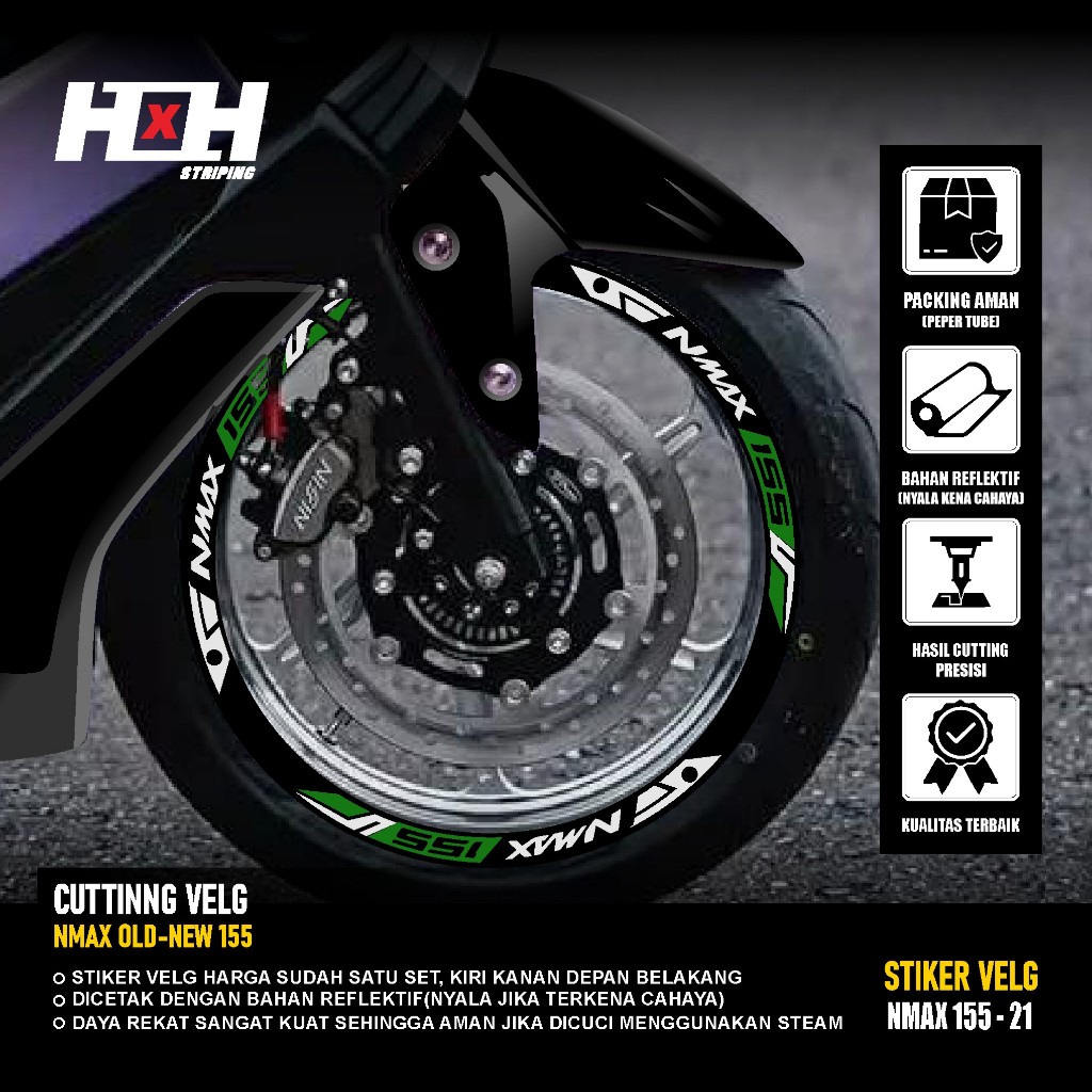 สติ๊กเกอร์ตัด Velg yamaha Nmax 155 turbo สติ๊กเกอร์เชื่อมต่อ Lis Variation Rubber Rims On 21