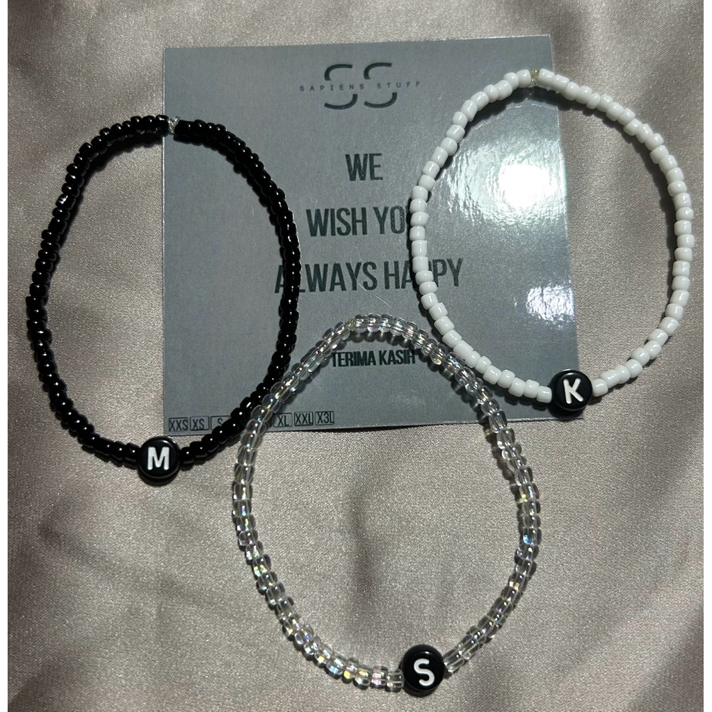 ALPHABET BRACELET / INITIAL BRACELET / BLACK BRACELET