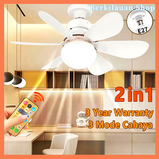 Lampu led kipas angin 6 baling ceiling fan plafon langit bohlam 30w flower fan 2in1 fitting e27