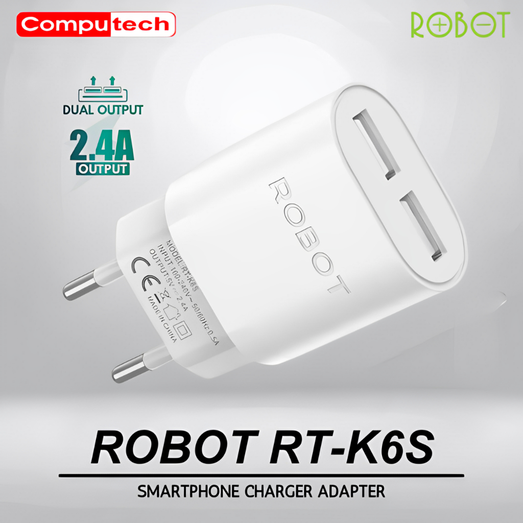 อะแดปเตอร์ชาร์จหุ่นยนต์ HP RT-K6S 12W เอาต์พุตคู่ 2.4A หัวชาร์จเร็วสมาร์ทโฟน - RTK6S