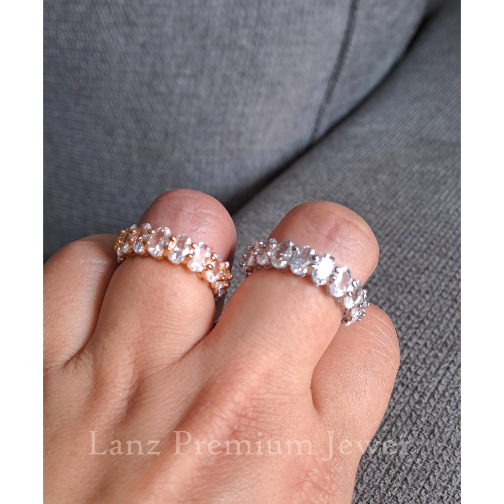 แหวนพรีเมี่ยม Yasmina Gold Silver Titanium Crystal 22K