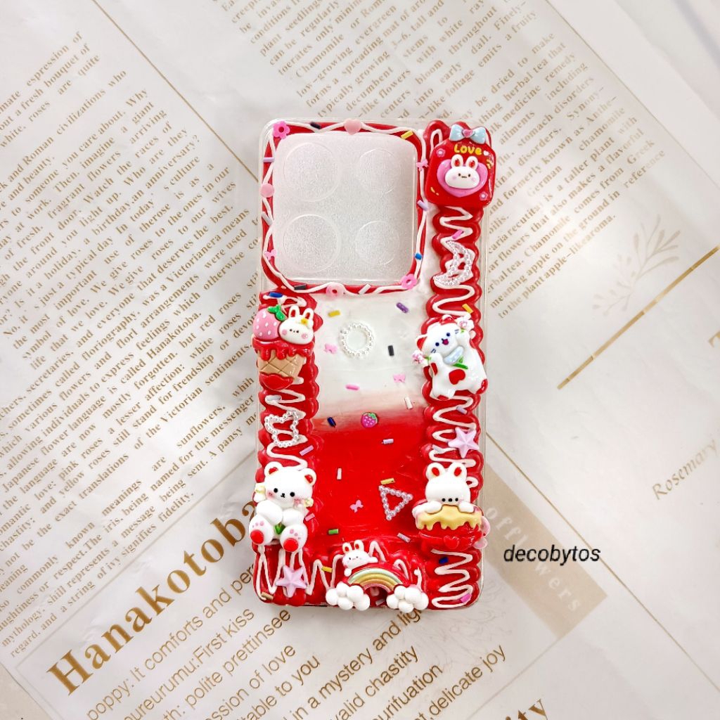 (decobytos) PRE-ORDER Decoden Phone Case Sweet Bunny Garden หูหนวกสําหรับ HP Handmade Deco Cream 3D 