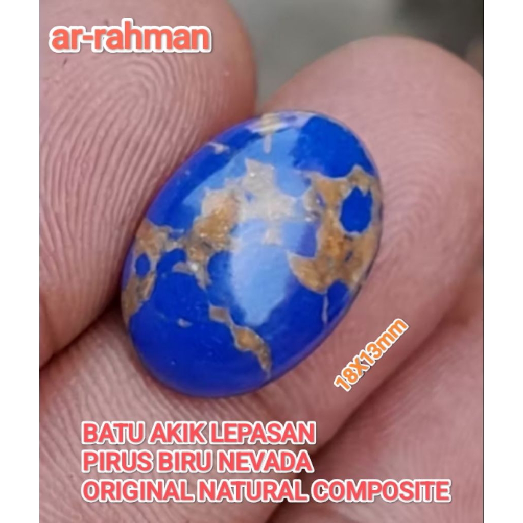 ซื้อ 1 แถม 1 NEVADA BLUE TURQUOISE REMOVAL AGATE STONE MIZONE GOLD VEIN 18X13mm