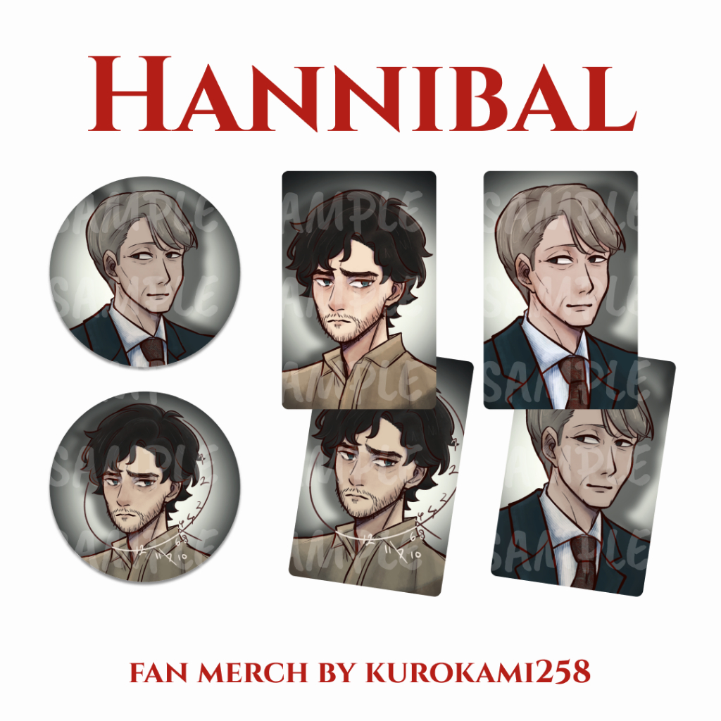 Hannibal Photocard Pin Button 58 mm Fan Merch By Kurokami258
