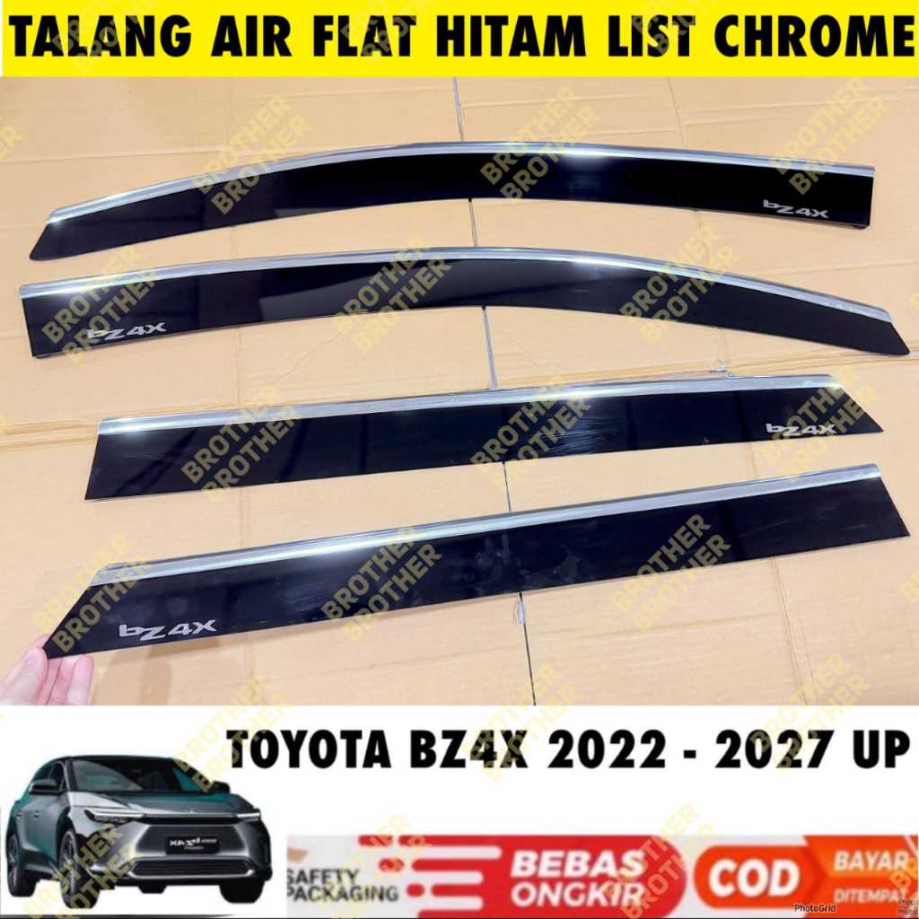 โตโยต้า BZ4X 2022 2023 2024 2025 2026 2027 กระบังหน้าด้านข้าง แบนสีดํา โครเมียม รายการ