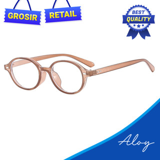 ALOY RETAIL PL-WW025 Kacamata Retro Oval Bingkai Kecil Y2K Style Modis Unisex Anti-UV Termurah
