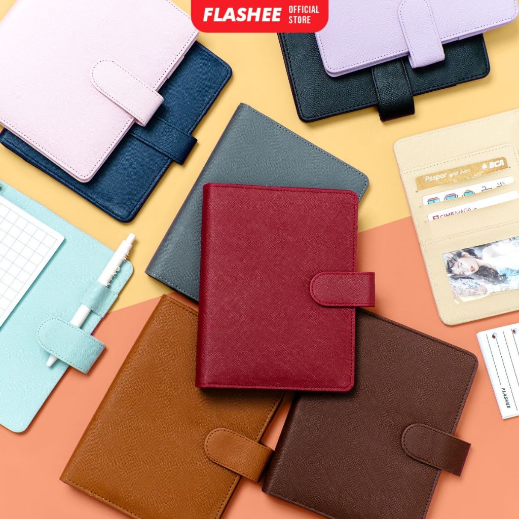 Plain Binder A6 Ring 6 กระเป๋าสตางค์ทางการเงินพิเศษ Binder 6 หลุม Agenda Binder A6 College