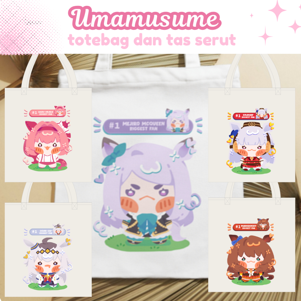 [คณิตศาสตร์] Umomiusume Goldship Haru Urara Oguri Canvas Drawstring Bag/Totebag Cap Mejiro Mcqueen M