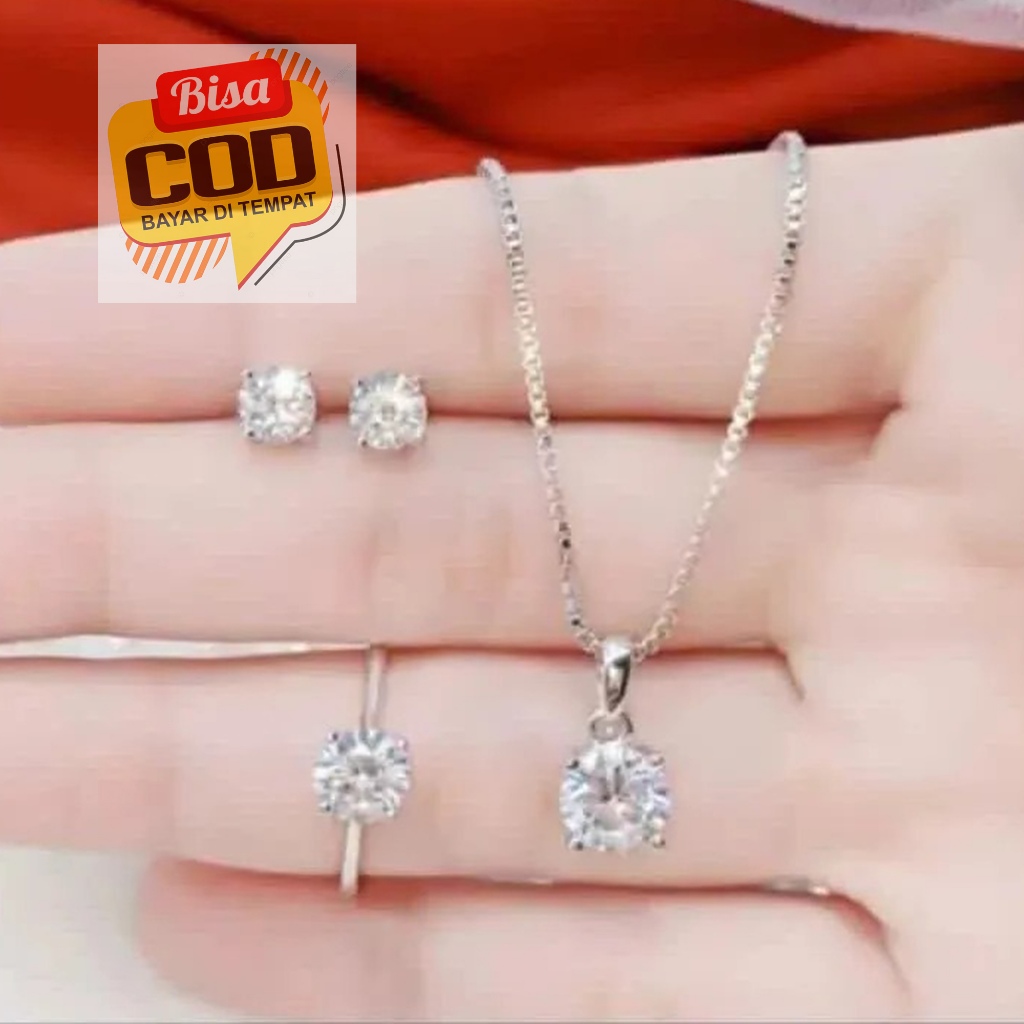 (Kalibaru) Xuping Complete White Gem Jewelry Set