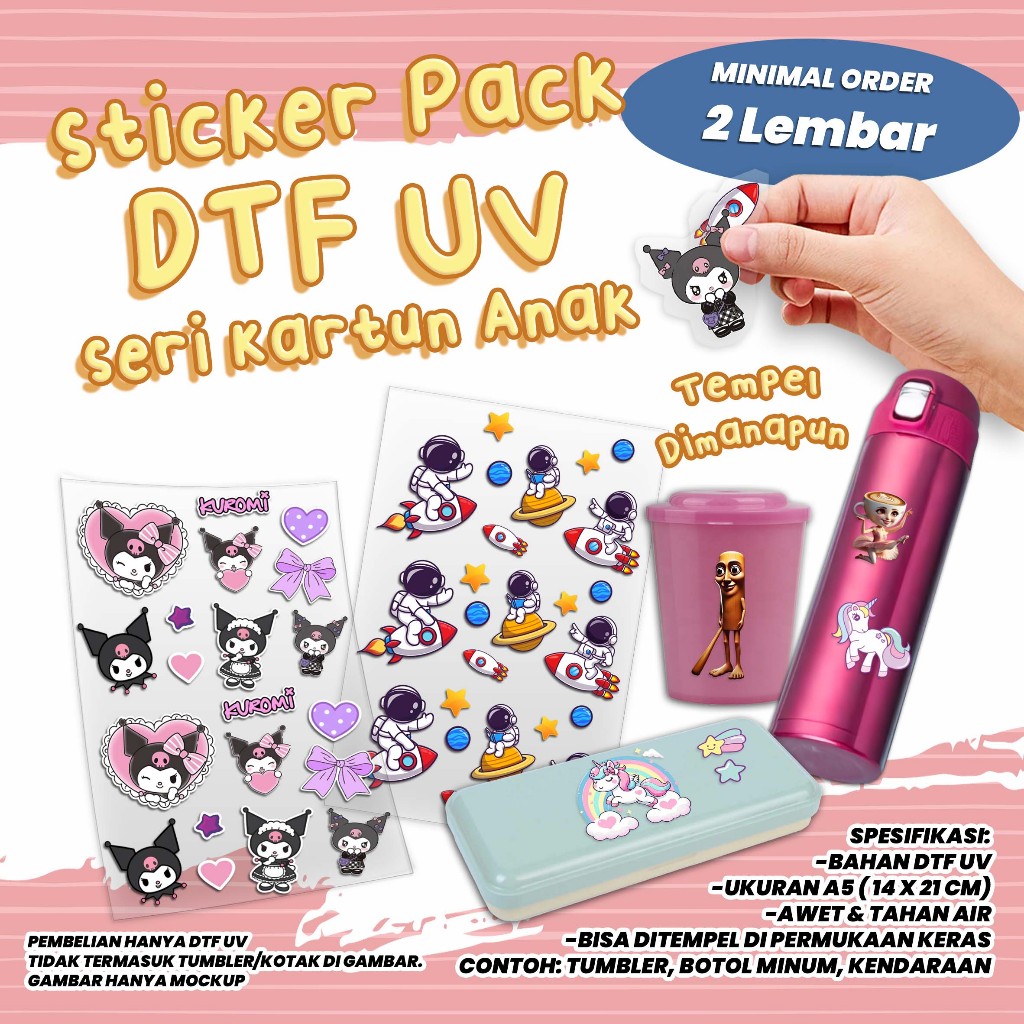 DTF UV Stickers - DTF UV Cartoon Pack Stickers - สติ๊กเกอร์ลายนูนกันน้ํา Anti-Fade - Boys & Girls Ca