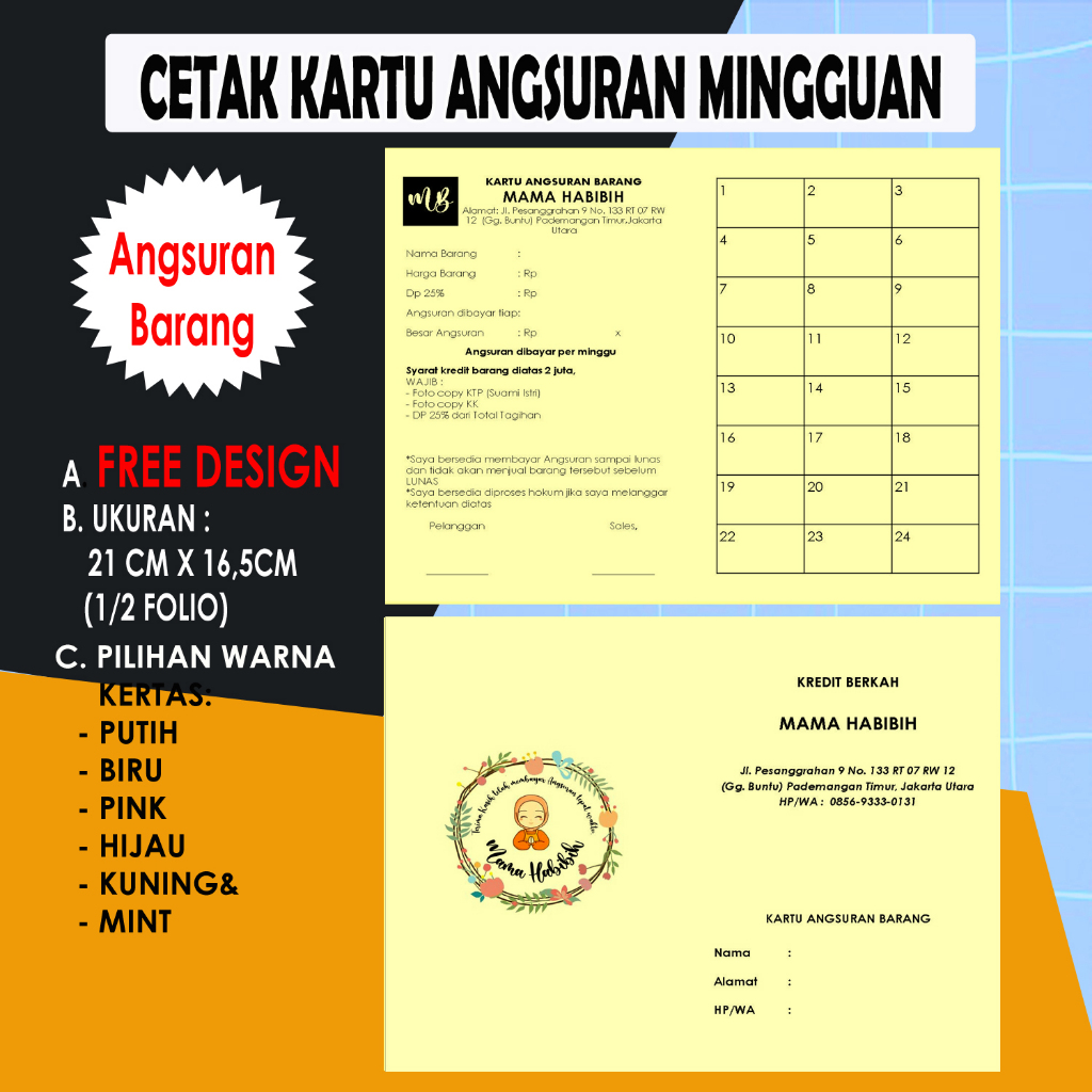 ES88 WEEKLY KOME KREDIT CARDS/ANGSURAN CARDS/ANGSURAN CARDS/GOODS PAYMENT CARDS