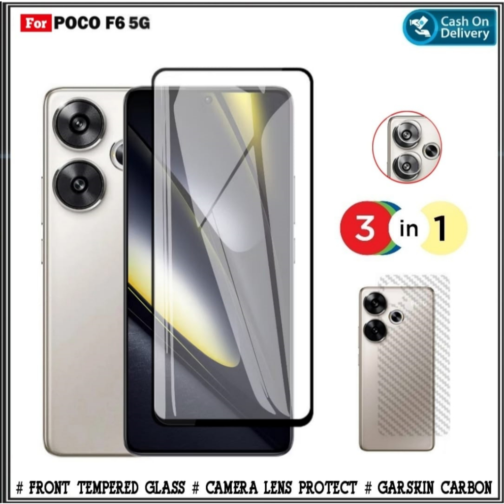 3IN1 PACKAGE กระจกนิรภัย Poco F6 5G + กล้องเลนส์ Mondi Store