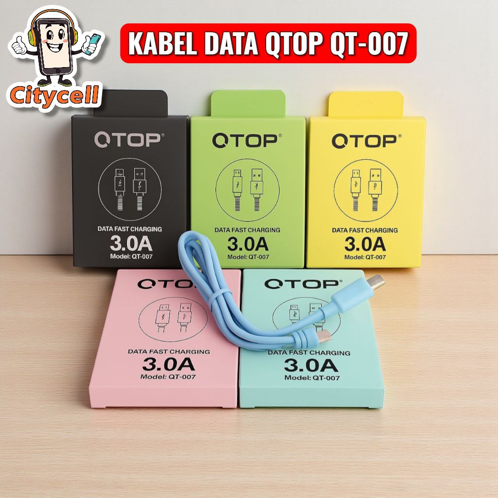 สายเคเบิลข้อมูล QTOP QT-007 Micro USB และ Type C 1 เมตร Fast Charging Cas Hp